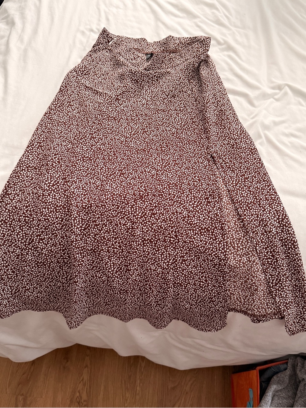 SHEIN Brown and White Printed A-Line Skirt